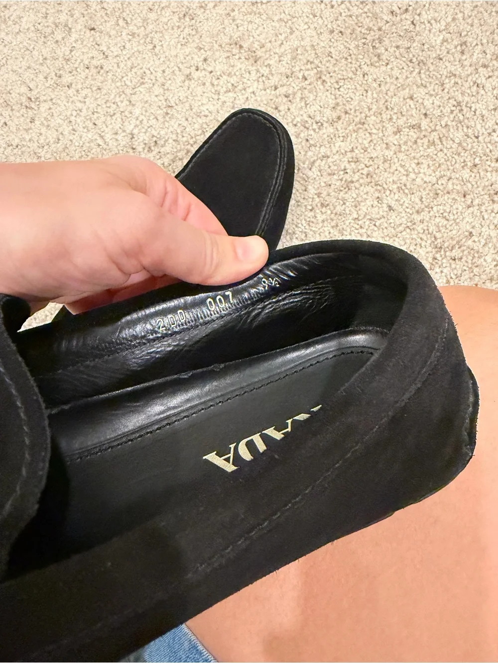 Prada Black Suede Men's Penny Loafers